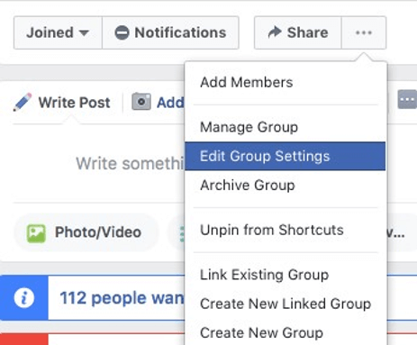 how to edit facebook group URL