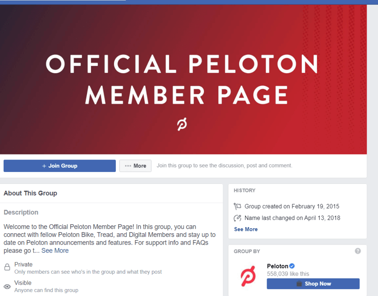 PELOTON facebook group